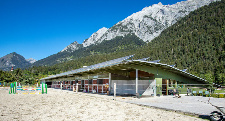 Reithalle mit Pferdeboxen